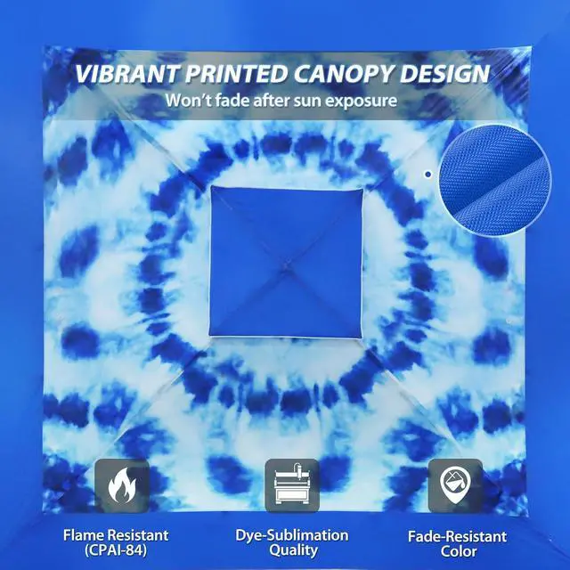 Alt view image 6 of 7 - 13x13 Straight Leg Pop Up Canopy Tent Instant Outdoor Canopy Easy Single Person Set up Folding Shelter w/Auto Extending Eaves 169 Square Feet of Shade (Tie Dye Blue)
