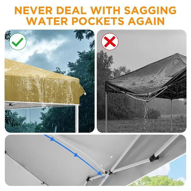 Alt view image 4 of 7 - Pop Up Canopy Tent with Wheeled Carry Bag, 8 Stakes, 4 Ropes, 4 Weight Bags, Easy Set Up Tent Canopy, 12x12 ft, 144sqft of Shade, Beige