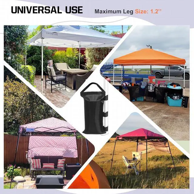 Alt view image 7 of 7 - Heavy-Duty Instant Canopy Sand Bags, 4-Pack, Weight Bags Anchor kit for Pop-up Tent Gazebo, Black (Without Sand)