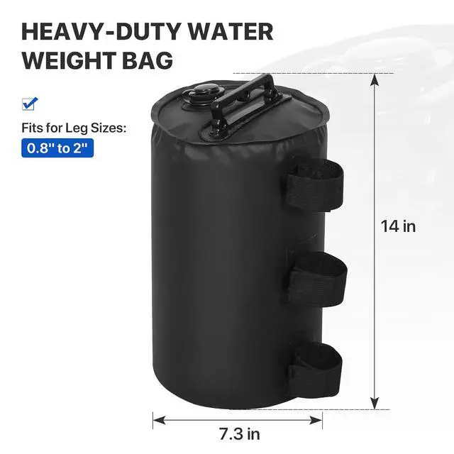 Alt view image 2 of 7 - Canopy Water Weight Bags, 88 lb, Leg Weights for Tent, Gazebo and Outdoor Shelters, Pack of 4, Black