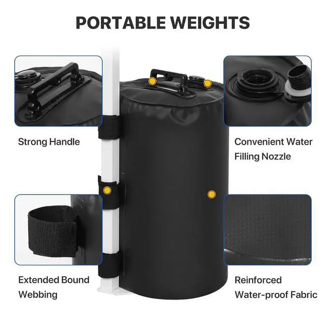 Alt view image 3 of 7 - Canopy Water Weight Bags, 88 lb, Leg Weights for Tent, Gazebo and Outdoor Shelters, Pack of 4, Black