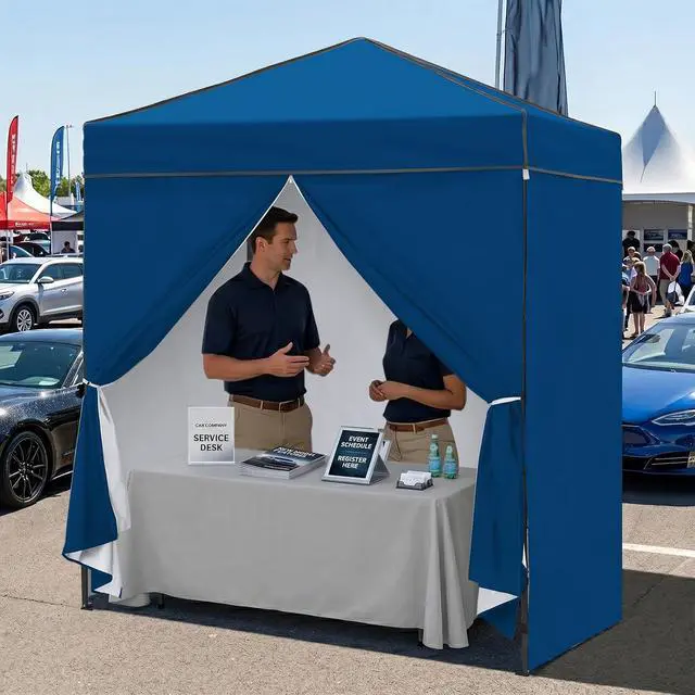Alt view image 7 of 7 - 6x4 Instant Pop Up Canopy Tent with 4 Side Wall Panels, Straight Leg Sun Shelter, Portable Canopy with Carry Bag for Camping, Beach & Sports, Dark Blue