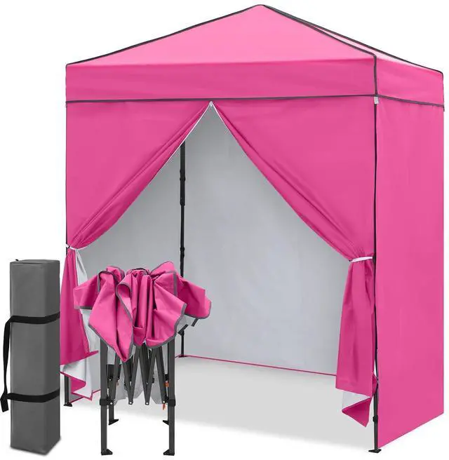 Main image of 6x4 Instant Pop Up Canopy Tent with 4 Side Wall Panels, Straight Leg Sun Shelter, Portable Canopy with Carry Bag for Camping, Beach & Sports, Pink