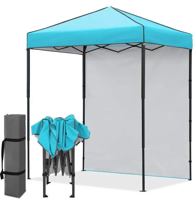 Main image of 6x4 Instant Pop Up Canopy Tent with 1 Side Wall Panel, Straight Leg Sun Shelter, Portable Canopy with Carry Bag for Camping, Beach & Sports, Light Blue