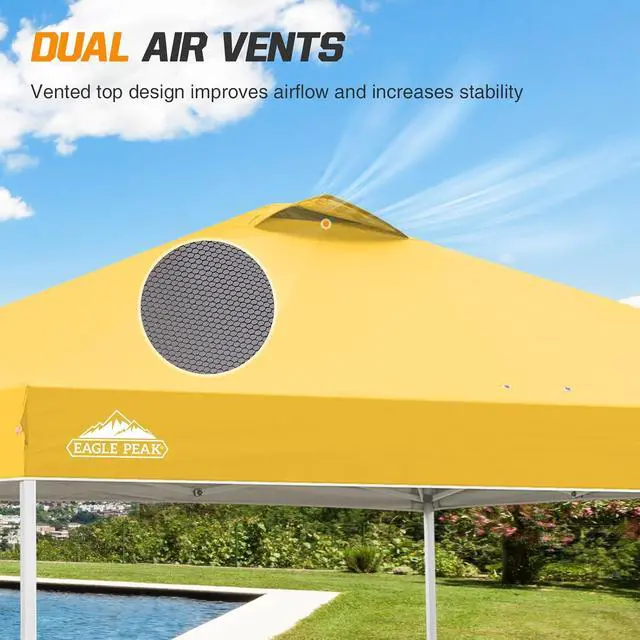 Alt view image 6 of 7 - Replacement Canopy Top for Eagle Peak 10x10 Straight Leg Pop Up Canopy Frame Only, Canopy Cover with Air Vent, UPF 50+, Frame NOT Included, Yellow