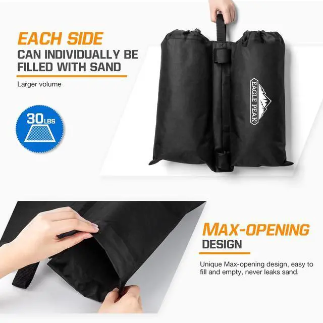 Alt view image 2 of 7 - Weight Bags for Pop up Canopy Outdoor Shelter, Gazebo Instant Shade Leg Canopy Weights, Sand Bags, Pack of 4