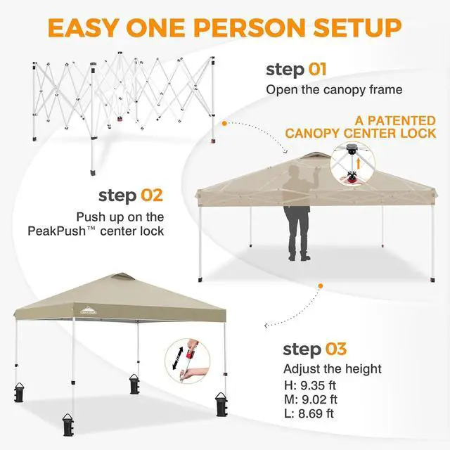 Alt view image 7 of 7 - Pop Up Canopy Tent with Wheeled Carry Bag, 8 Stakes, 4 Ropes, 4 Weight Bags, Easy Set Up Tent Canopy, 10x10 ft, 100sqft of Shade, Light Beige