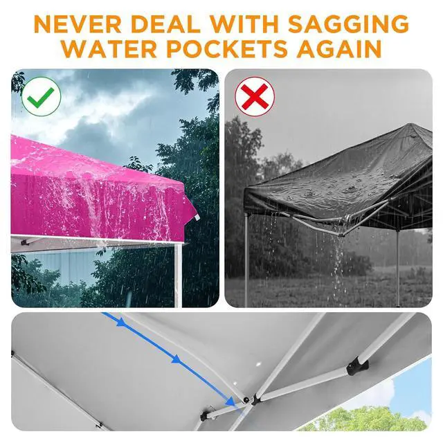 Alt view image 4 of 7 - Pop Up Canopy Tent with Wheeled Carry Bag, 8 Stakes, 4 Ropes, 4 Weight Bags, Easy Set Up Tent Canopy, 12x12 ft, 144sqft of Shade, Pink