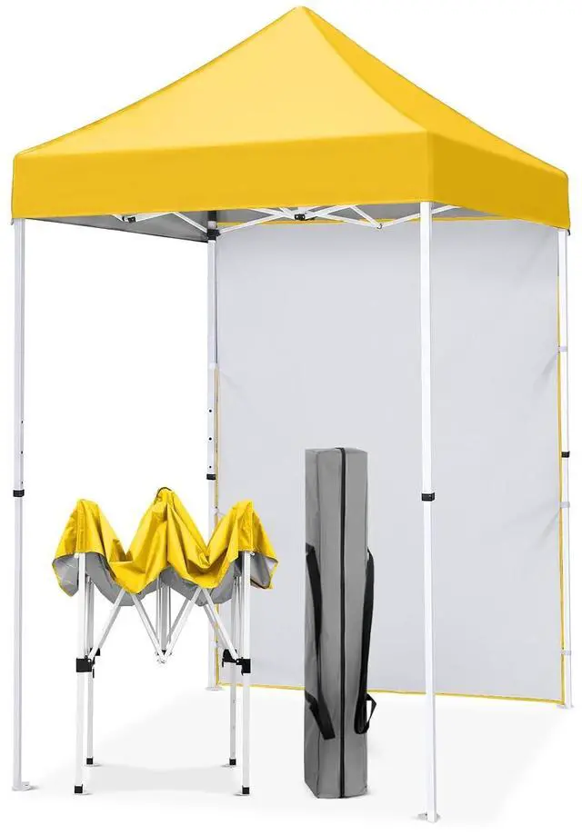 Main image of Pop up Canopy 5x5, Outdoor Portable Canopy Tent with One Removable Sunwall, Carry Bag Included, Yellow