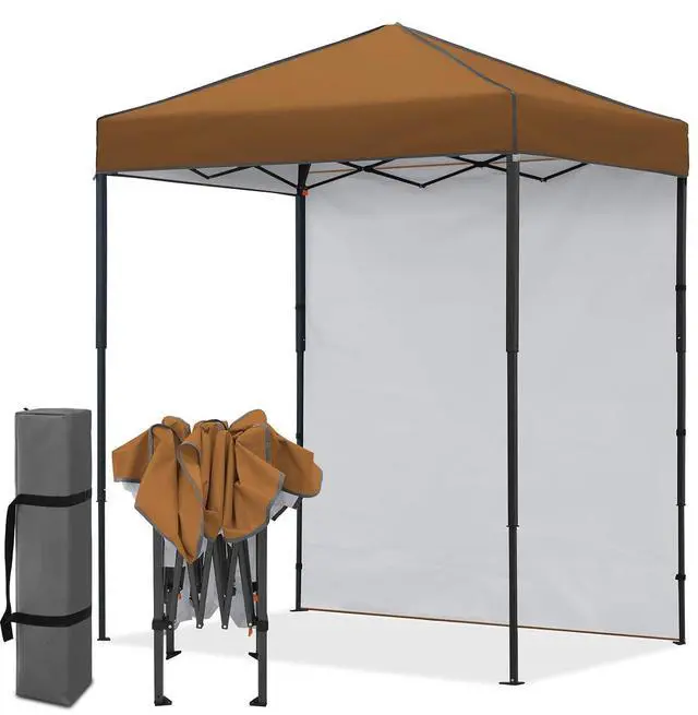 Main image of 6x4 Instant Pop Up Canopy Tent with 1 Side Wall Panel, Straight Leg Sun Shelter, Portable Canopy with Carry Bag for Camping, Beach & Sports, Khaki