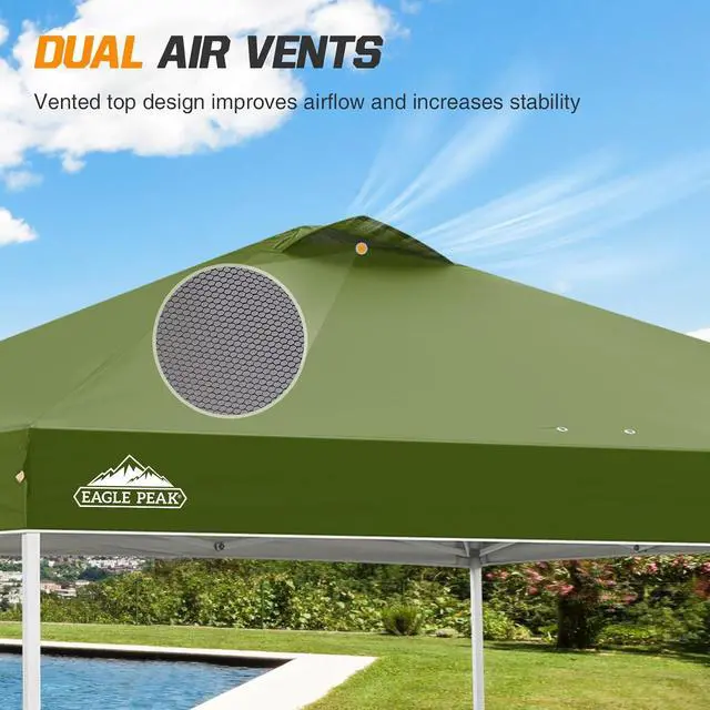 Alt view image 6 of 7 - Replacement Canopy Top for Eagle Peak 10x10 Straight Leg Pop Up Canopy Frame Only, Canopy Cover with Air Vent, UPF 50+, Frame NOT Included, Grass Green