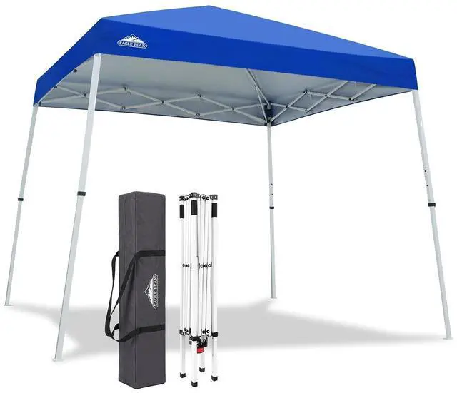 Main image of 10x10 Slant Leg Pop-up Canopy Tent Easy One Person Setup Instant Outdoor Beach Canopy Folding Portable Sports Shelter 10x10 Base 8x8 Top (Blue)
