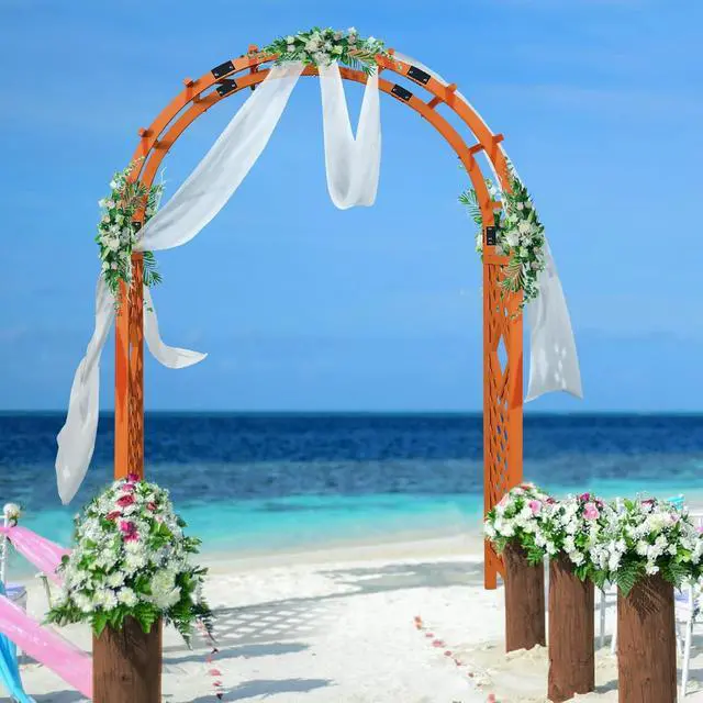 Alt view image 2 of 7 - Wood Arbor Garden Trellis Archway, Wedding Arch for Ceremony, Outdoor Wooden Pergola for Climbing Plant, 92 in, Natural
