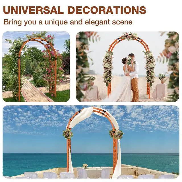 Alt view image 6 of 7 - Wood Arbor Garden Trellis Archway, Wedding Arch for Ceremony, Outdoor Wooden Pergola for Climbing Plant, 92 in, Natural