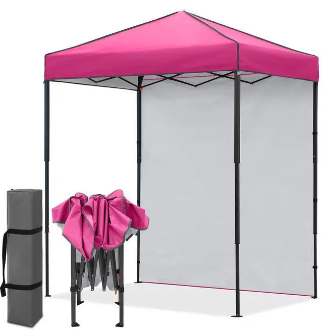 Main image of 6x4 Instant Pop Up Canopy Tent with 1 Side Wall Panel, Straight Leg Sun Shelter, Portable Canopy with Carry Bag for Camping, Beach & Sports, Pink