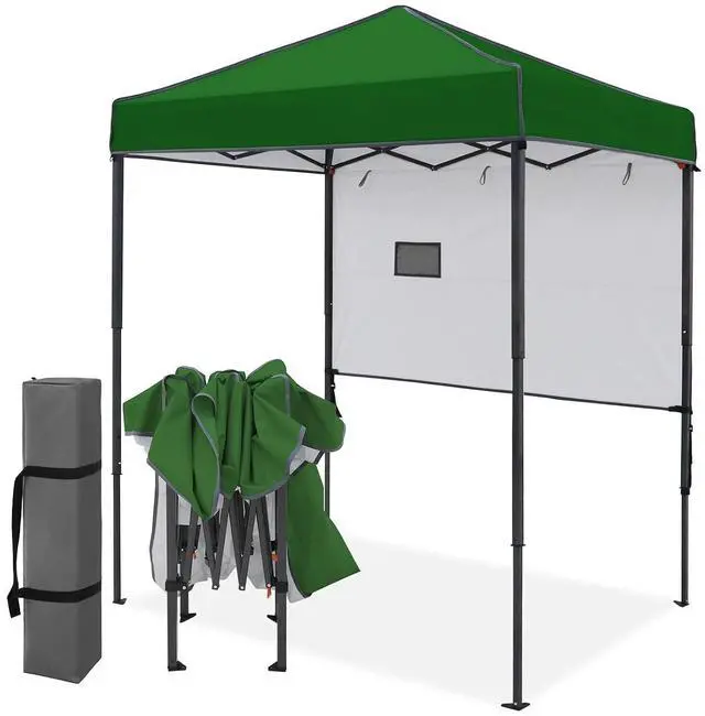 Main image of 6x4 Instant Pop Up Canopy Tent with 1 Half Wall Panel, Straight Leg Sun Shelter, Portable Canopy with Carry Bag for Camping, Beach & Sports, Green