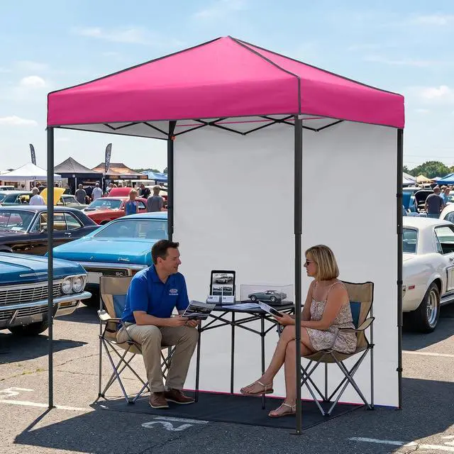 Alt view image 5 of 7 - 6x4 Instant Pop Up Canopy Tent with 1 Side Wall Panel, Straight Leg Sun Shelter, Portable Canopy with Carry Bag for Camping, Beach & Sports, Pink