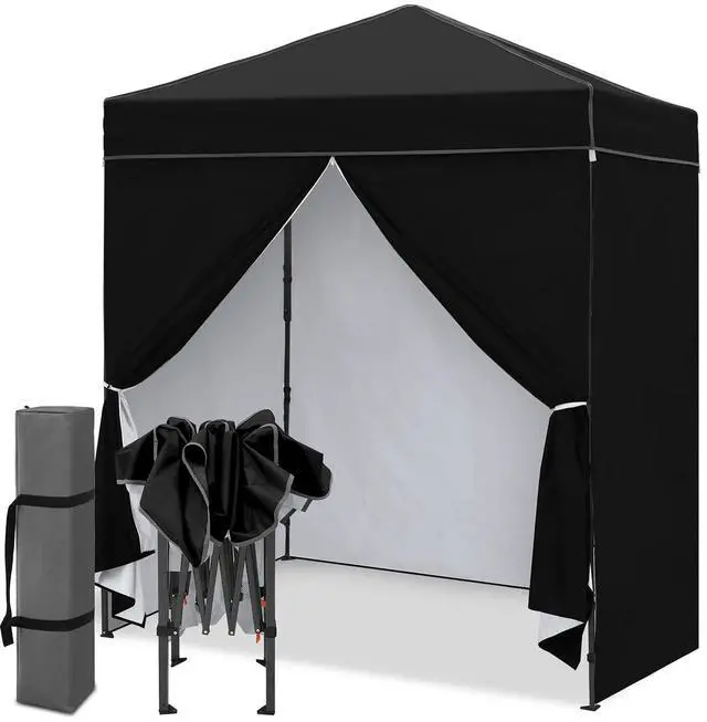 Main image of 6x4 Instant Pop Up Canopy Tent with 4 Side Wall Panels, Straight Leg Sun Shelter, Portable Canopy with Carry Bag for Camping, Beach & Sports, Black
