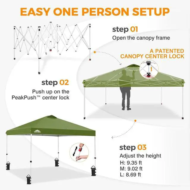 Alt view image 6 of 7 - Pop Up Canopy Tent with Wheeled Carry Bag, 8 Stakes, 4 Ropes, 4 Weight Bags, Easy Set Up Tent Canopy, 10x10 ft, 100sqft of Shade, Grass Green