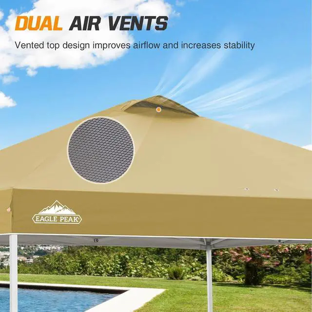 Alt view image 6 of 7 - Replacement Canopy Top for Eagle Peak 10x10 Straight Leg Pop Up Canopy Frame Only, Canopy Cover with Air Vent, UPF 50+, Frame NOT Included, Beige