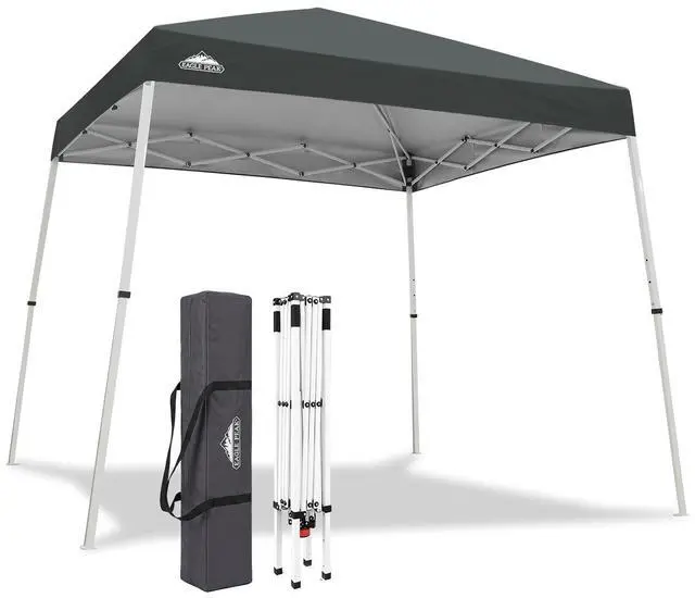 Main image of 10x10 Slant Leg Pop-up Canopy Tent Easy One Person Setup Instant Outdoor Beach Canopy Folding Portable Sports Shelter 10x10 Base 8x8 Top (Gray)