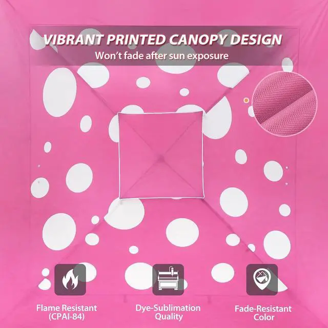 Alt view image 6 of 7 - 13x13 Straight Leg Pop Up Canopy Tent Instant Outdoor Canopy Easy Single Person Set up Folding Shelter w/Auto Extending Eaves 169 Square Feet of Shade (Pink Mushroom)