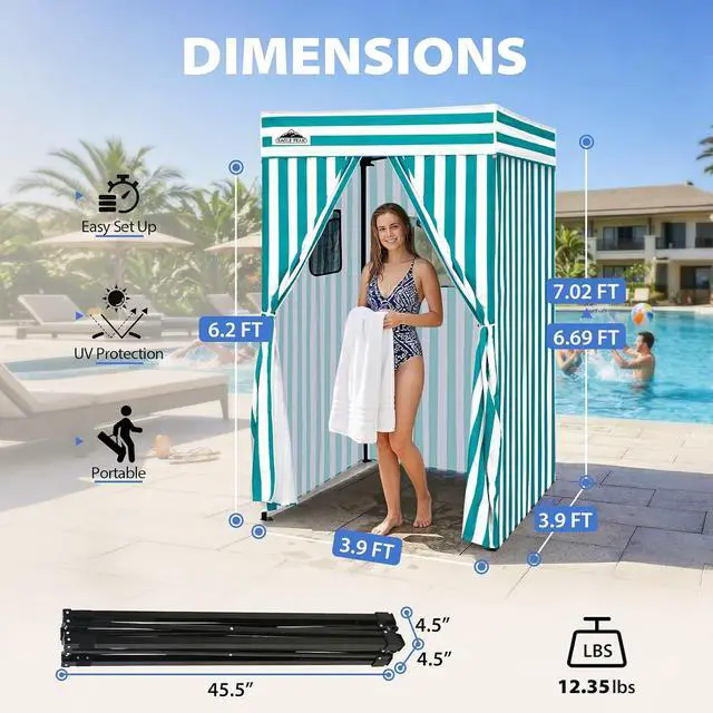 Alt view image 3 of 7 - Flex Compact 4x4 Pop-up Canopy Changing Room, Portable Privacy Dressing Room for Indoor Fashion Photoshoots, Camping, or Pool, White/Light Blue