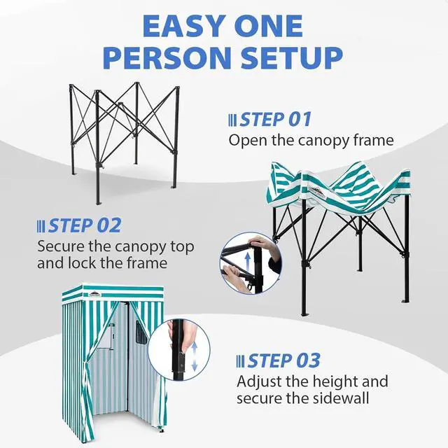 Alt view image 6 of 7 - Flex Compact 4x4 Pop-up Canopy Changing Room, Portable Privacy Dressing Room for Indoor Fashion Photoshoots, Camping, or Pool, White/Light Blue