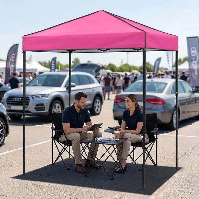 Alt view image 5 of 7 - 6x4 Instant Pop Up Canopy Tent, Straight Leg Sun Shelter, Portable Canopy with Carry Bag for Camping, Beach & Sports, Pink