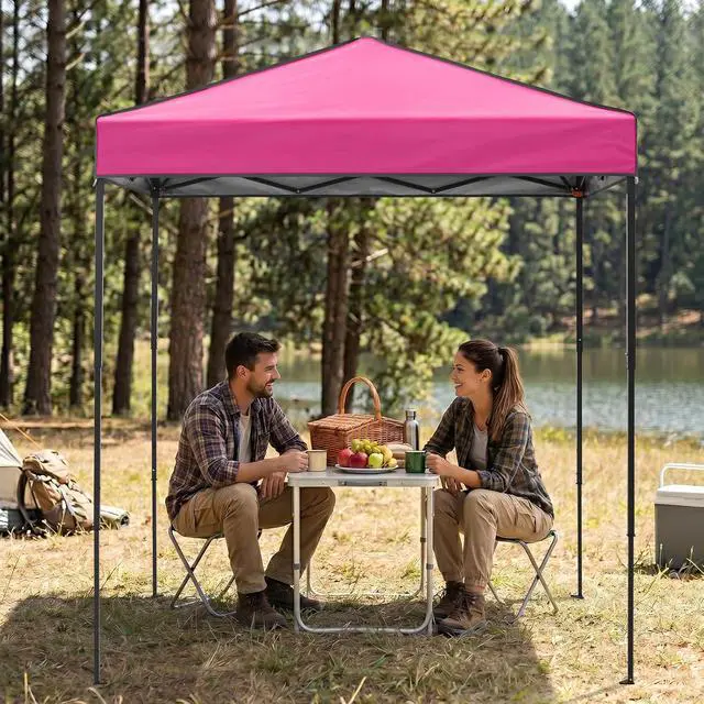 Alt view image 7 of 7 - 6x4 Instant Pop Up Canopy Tent, Straight Leg Sun Shelter, Portable Canopy with Carry Bag for Camping, Beach & Sports, Pink