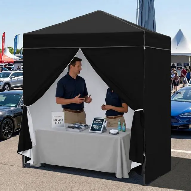 Alt view image 7 of 7 - 6x4 Instant Pop Up Canopy Tent with 4 Side Wall Panels, Straight Leg Sun Shelter, Portable Canopy with Carry Bag for Camping, Beach & Sports, Black