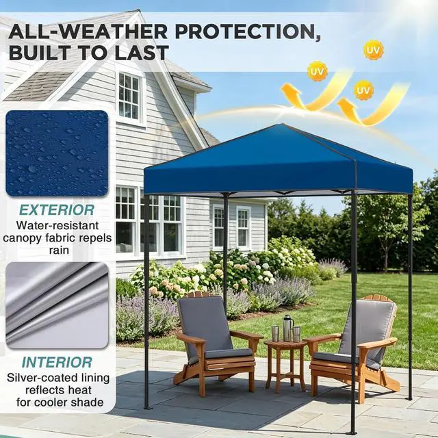 Alt view image 4 of 7 - 6x4 Instant Pop Up Canopy Tent, Straight Leg Sun Shelter, Portable Canopy with Carry Bag for Camping, Beach & Sports, Dark Blue
