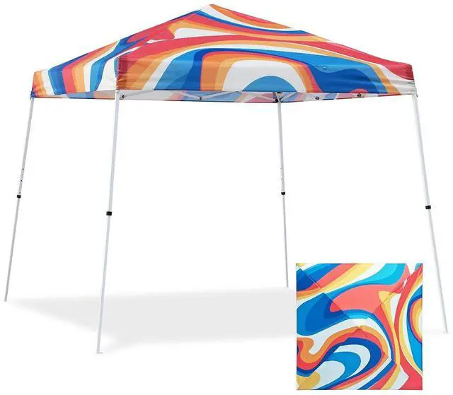 Main image of 10x10 Slant Leg Pop-up Canopy Tent Easy One Person Setup Instant Outdoor Beach Canopy Folding Portable Sports Shelter 10x10 Base 8x8 Top (Swirl)
