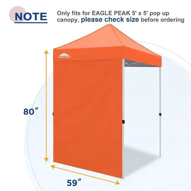Alt view image 4 of 7 - Canopy Sidewall for 5x5 Pop Up Canopy Frame, Single Side Wall Panel Only (Fits 5x5 Straight Leg Frame, Canopy Top or Frame NOT Included), Orange