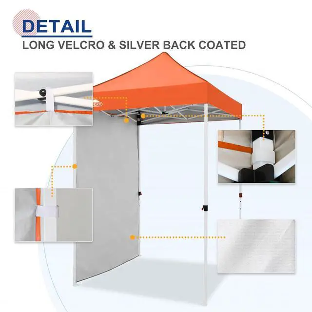 Alt view image 5 of 7 - Canopy Sidewall for 5x5 Pop Up Canopy Frame, Single Side Wall Panel Only (Fits 5x5 Straight Leg Frame, Canopy Top or Frame NOT Included), Orange