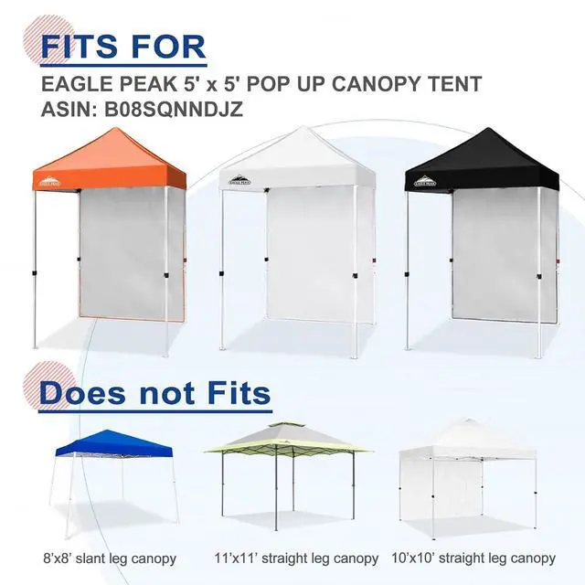 Alt view image 7 of 7 - Canopy Sidewall for 5x5 Pop Up Canopy Frame, Single Side Wall Panel Only (Fits 5x5 Straight Leg Frame, Canopy Top or Frame NOT Included), Orange