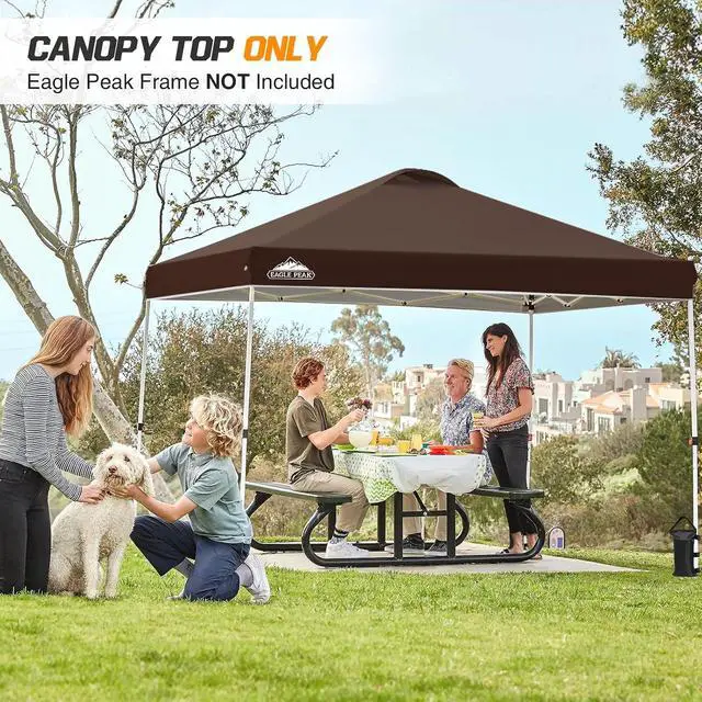 Alt view image 5 of 7 - Replacement Canopy Top for Eagle Peak 10x10 Straight Leg Pop Up Canopy Frame Only, Canopy Cover with Air Vent, UPF 50+, Frame NOT Included, Dark Brown