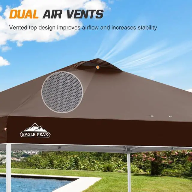 Alt view image 6 of 7 - Replacement Canopy Top for Eagle Peak 10x10 Straight Leg Pop Up Canopy Frame Only, Canopy Cover with Air Vent, UPF 50+, Frame NOT Included, Dark Brown
