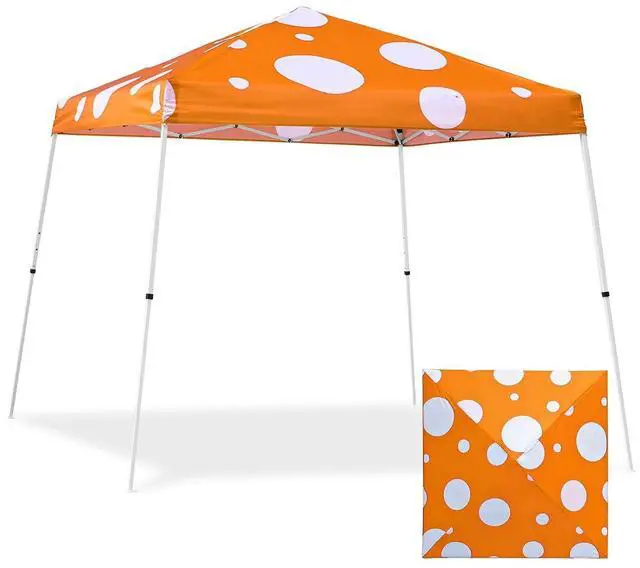 Main image of 10x10 Slant Leg Pop-up Canopy Tent Easy One Person Setup Instant Outdoor Beach Canopy Folding Portable Sports Shelter 10x10 Base 8x8 Top (Orange Mushroom)