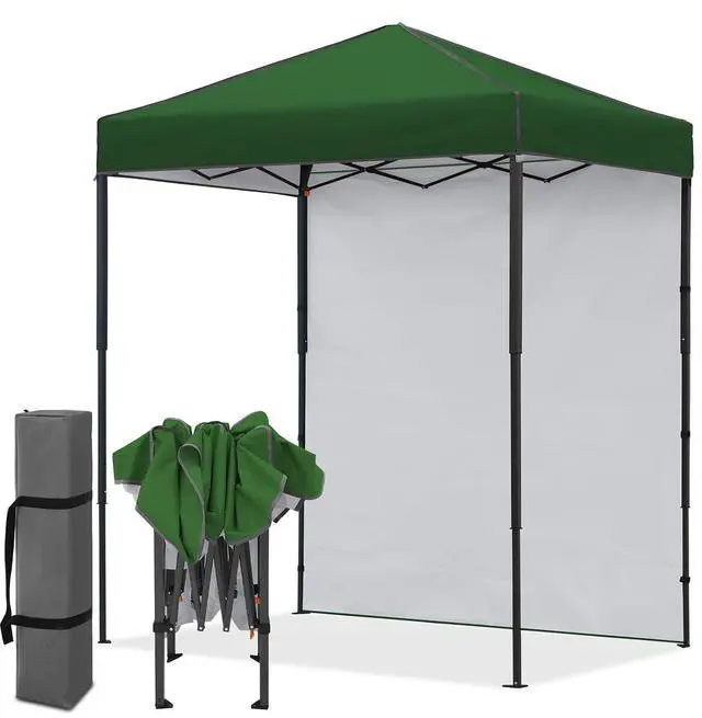 Main image of 6x4 Instant Pop Up Canopy Tent with 1 Side Wall Panel, Straight Leg Sun Shelter, Portable Canopy with Carry Bag for Camping, Beach & Sports, Green