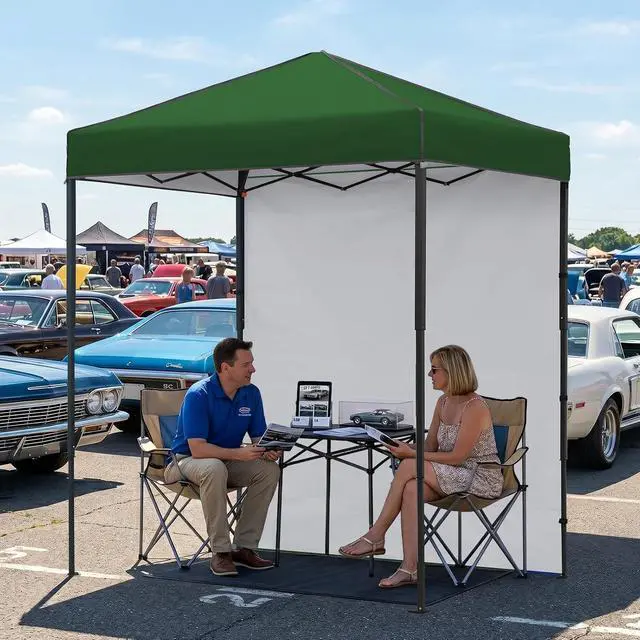 Alt view image 5 of 7 - 6x4 Instant Pop Up Canopy Tent with 1 Side Wall Panel, Straight Leg Sun Shelter, Portable Canopy with Carry Bag for Camping, Beach & Sports, Green