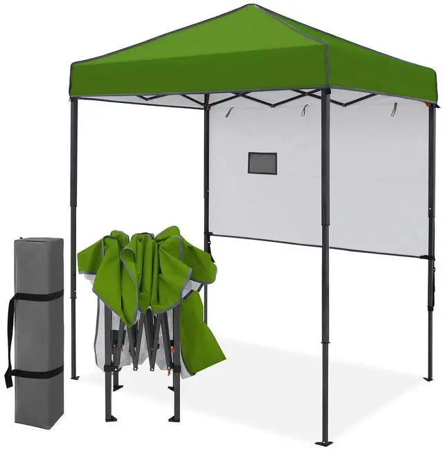 Main image of 6x4 Instant Pop Up Canopy Tent with 1 Half Wall Panel, Straight Leg Sun Shelter, Portable Canopy with Carry Bag for Camping, Beach & Sports, Grass Green