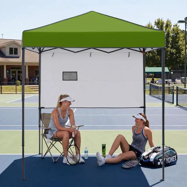 Alt view image 7 of 7 - 6x4 Instant Pop Up Canopy Tent with 1 Half Wall Panel, Straight Leg Sun Shelter, Portable Canopy with Carry Bag for Camping, Beach & Sports, Grass Green