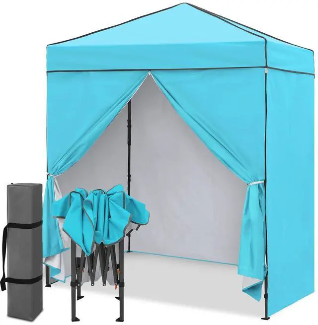 Main image of 6x4 Instant Pop Up Canopy Tent with 4 Side Wall Panels, Straight Leg Sun Shelter, Portable Canopy with Carry Bag for Camping, Beach & Sports, Light Blue