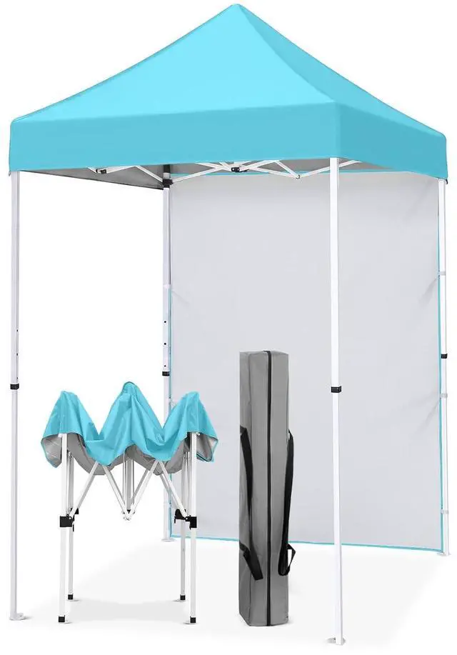 Main image of Pop up Canopy 5x5, Outdoor Portable Canopy Tent with One Removable Sunwall, Carry Bag Included, Light Blue