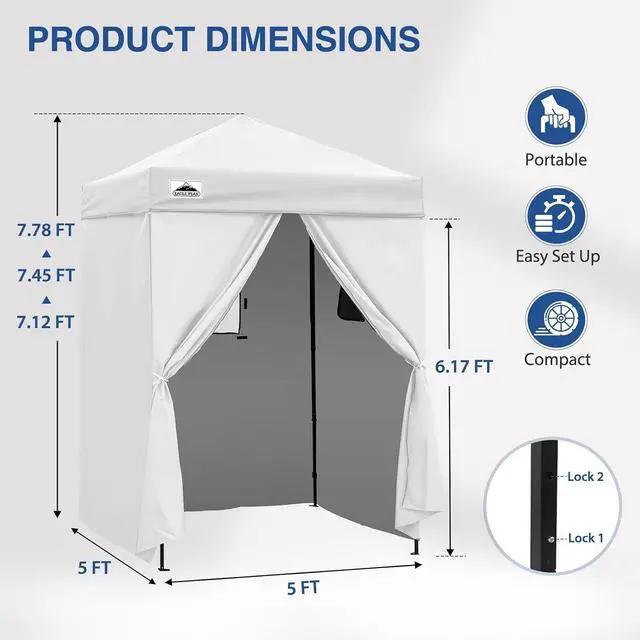 Alt view image 3 of 7 - Flex Ultra Compact 5x5 Changing Room, Pop-up Canopy, Sun Shelter, Portable Privacy Canopy Cabana for Pool, Fashion Photoshoots, or Camping, White