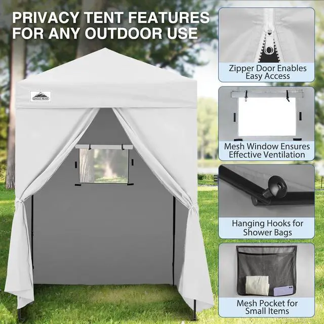 Alt view image 2 of 7 - Flex Ultra Compact 5x5 Changing Room, Pop-up Canopy, Sun Shelter, Portable Privacy Canopy Cabana for Pool, Fashion Photoshoots, or Camping, White