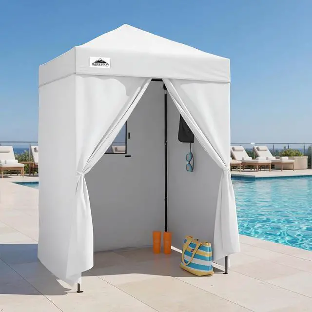 Alt view image 5 of 7 - Flex Ultra Compact 5x5 Changing Room, Pop-up Canopy, Sun Shelter, Portable Privacy Canopy Cabana for Pool, Fashion Photoshoots, or Camping, White