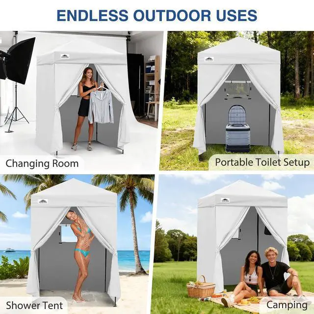Alt view image 7 of 7 - Flex Ultra Compact 5x5 Changing Room, Pop-up Canopy, Sun Shelter, Portable Privacy Canopy Cabana for Pool, Fashion Photoshoots, or Camping, White