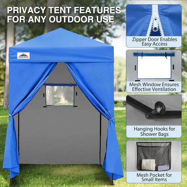 Alt view image 2 of 7 - Flex Ultra Compact 5x5 Changing Room, Pop-up Canopy, Sun Shelter, Portable Privacy Canopy Cabana for Pool, Fashion Photoshoots, or Camping, Blue